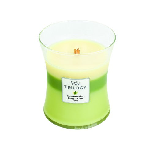 LEMONGRASS & LILY BERGAMOT & BASIL WILLOW Medium Hourglass Jar Candle from WoodWick's Trilogy Collection