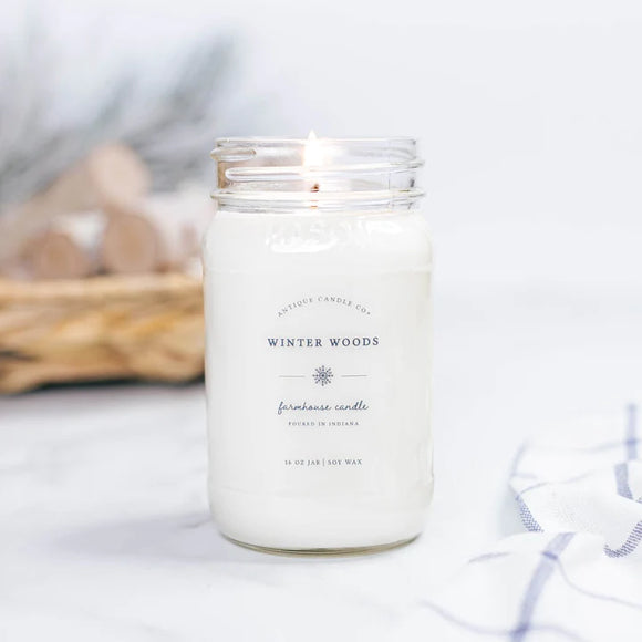 WINTER WOODS 16 oz Large Mason Jar Candle