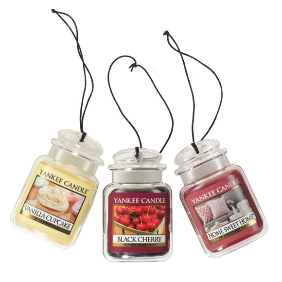 BLACK CHERRY, HOME SWEET HOME and VANILLA CUPCAKE .96  oz Car Jar Ultimate Freshener Variety 3-Pack by Yankee Candle